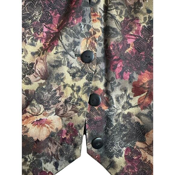 Best American Clothing Co. Women's Multicolor Floral Print Button Front Vest - Picture 6 of 7